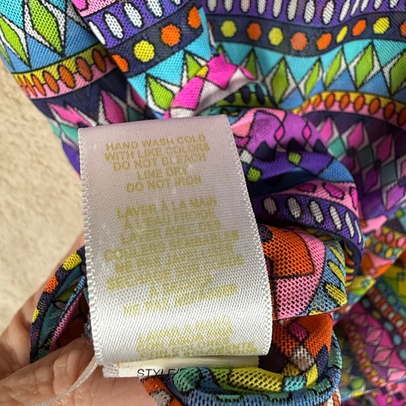 Anne Cole Colorful Sheer Ruched Geometric Print Swimsuit Cover Up Dress Size‎ S - Picture 6 of 8